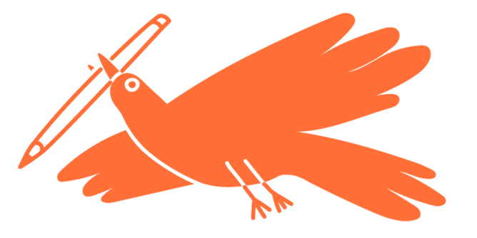 иллюстрация: птица с карандашом в клюве