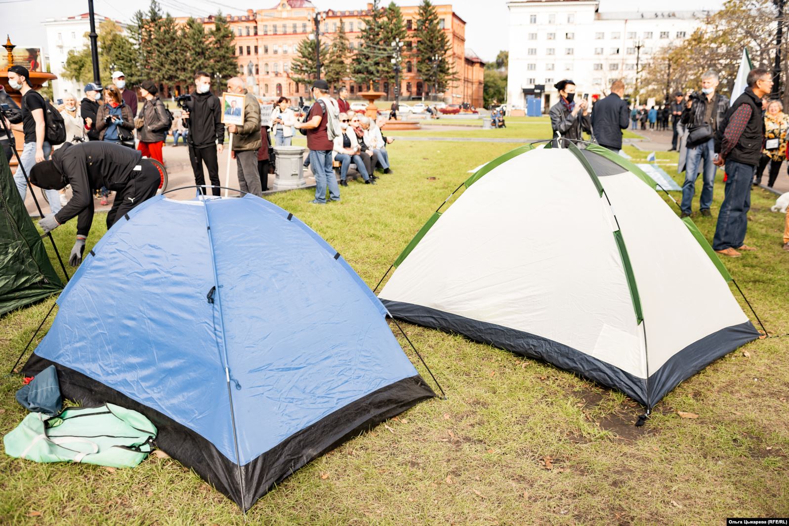 Палатки на протесте в поддержку Сергея Фургала, 10 октября 2020 год / Фото: Ольга Цыкарева для «Сибирь. Реалии»