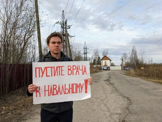 В Покрове задержали пикетчика, требовавшего пустить к Навальному врачей
