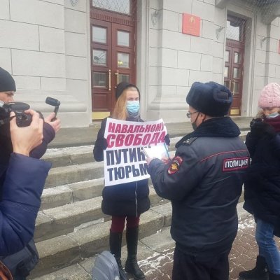 В Новосибирске задержали пикетчицу с плакатом «Навальному свобода, Путину тюрьма»